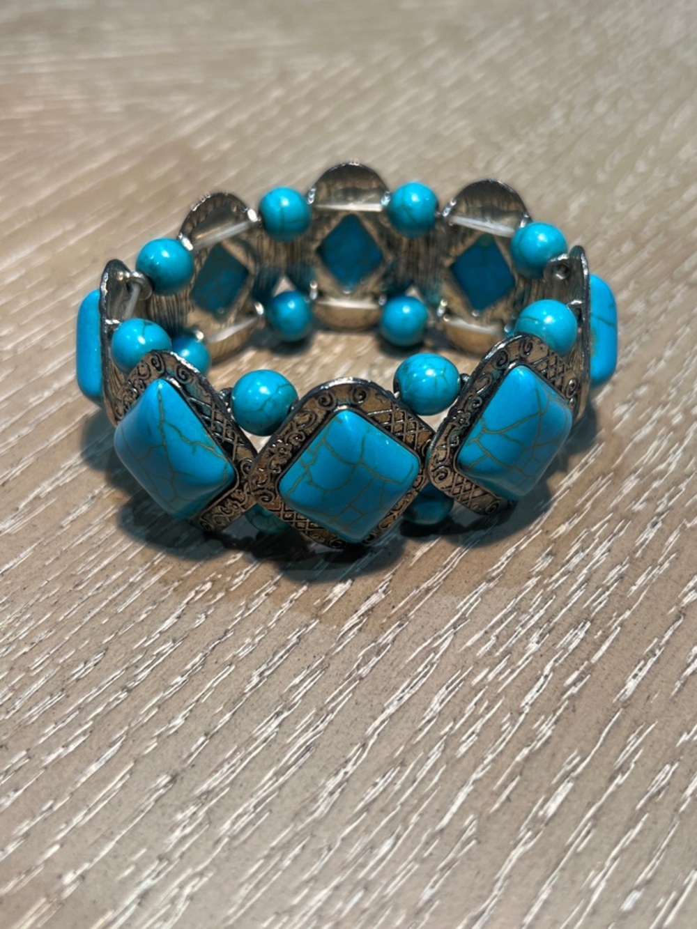 Turquoise Beaded Stretch Bracelet - Women Jewelry